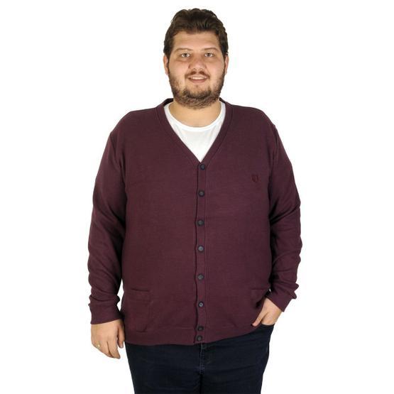 ModeXL 19522 Mürdüm Erkek Hırka