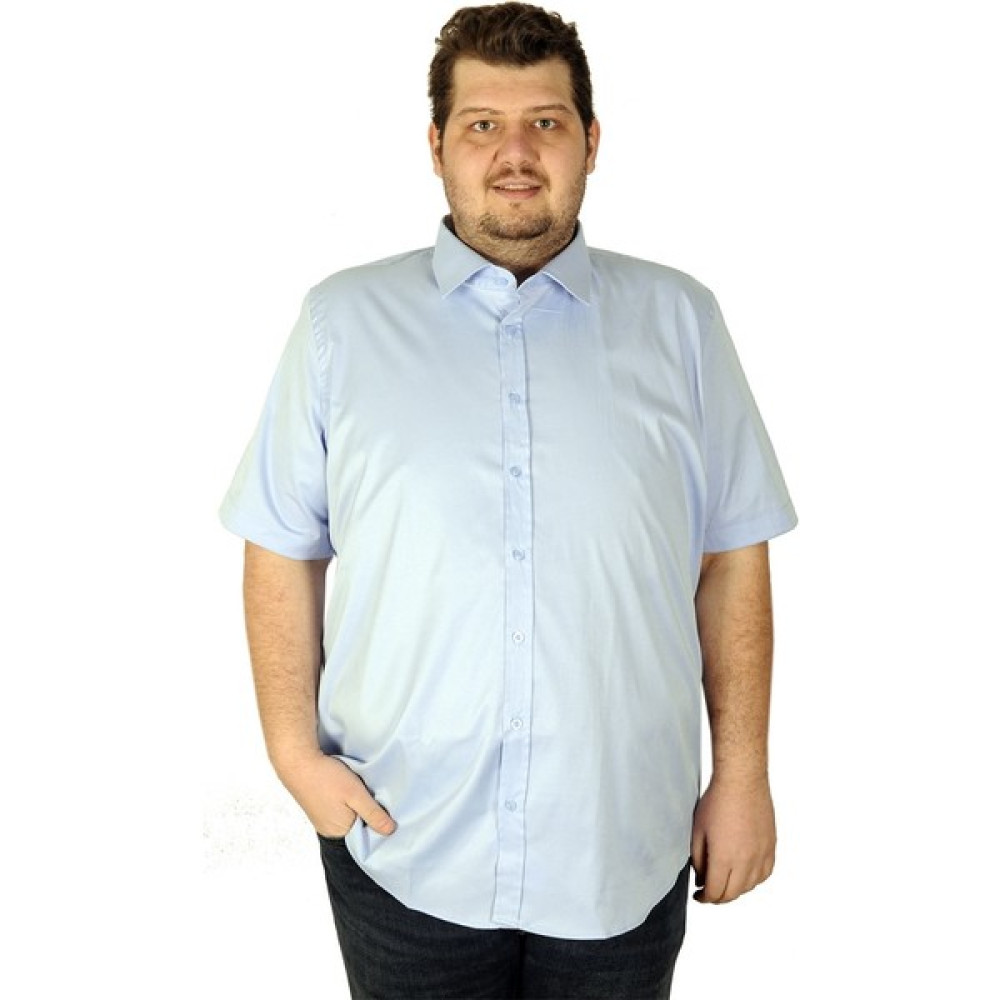 ModeXL Büyük Beden Erkek Gömlek Kısa Kol Classic 19394 Mavi Erkek Gömlek Fiyatı