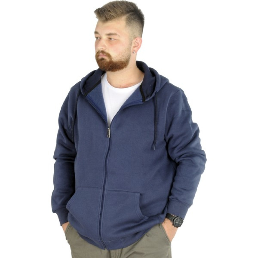 ModeXL Mode Xl Erkek Sweatshirt Kapşonlu Zippered Basic 20543 Indigo Erkek Sweatshirt Fiyatı