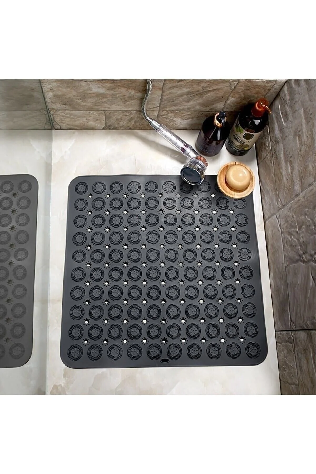 MODGER Kare Masajlı Silikon Banyo & Duş Kaydırmazı Banyo Paspası 54x54 Antrasit Renk" Banyo Tekstili Fiyatı