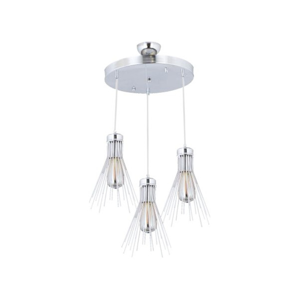 Modi Lighting 3’lü Çalı Krom Yuvarlak Sarkıt Avize - Renkli - 3'lü Avize Fiyatı
