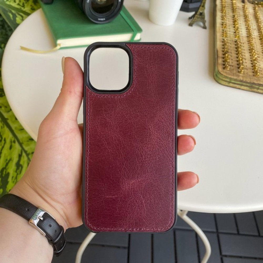Modica Torino - Iphone 12 - 12 Pro Hakiki Deri Kaplama Telefon Kılıfı - Bordo Cep Telefonu Kılıfı Fiyatı
