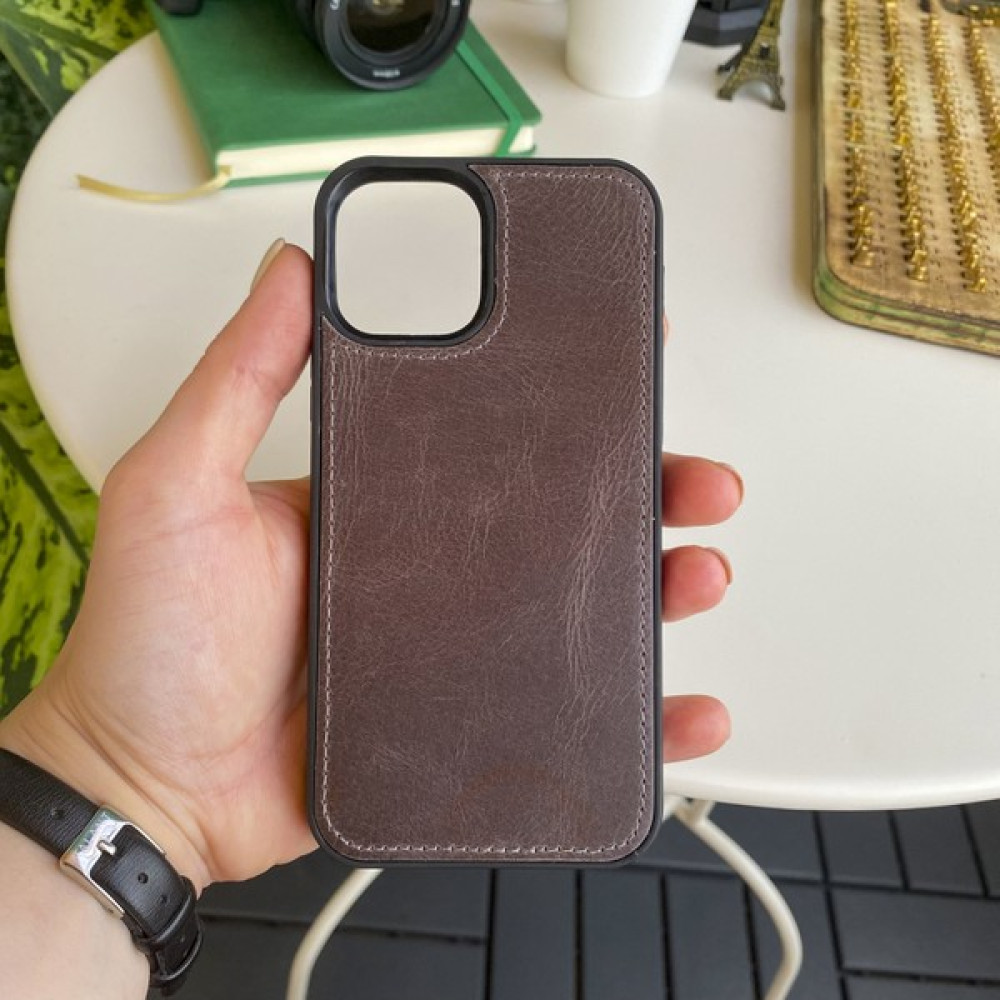 Modica Torino - Iphone 12 - 12 Pro Hakiki Deri Kaplama Telefon Kılıfı - Gri Cep Telefonu Kılıfı Fiyatı