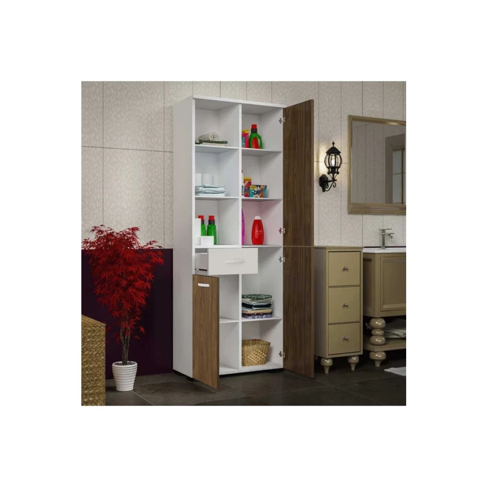 Modilayn Afra Cok Amacli- Banyo- Mutfak- Erzak- Kavonoz- Kiler Dolabi, Ceviz Beyaz Banyo Dolabı / Mobilyası Fiyatı