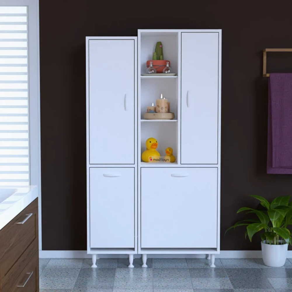 Modılayn Alacati Inci 92 X 165 Cm 4 Kapakli Kirli Camasir Bolmeli Banyo Dolabi Banyo Dolabı / Mobilyası Fiyatı