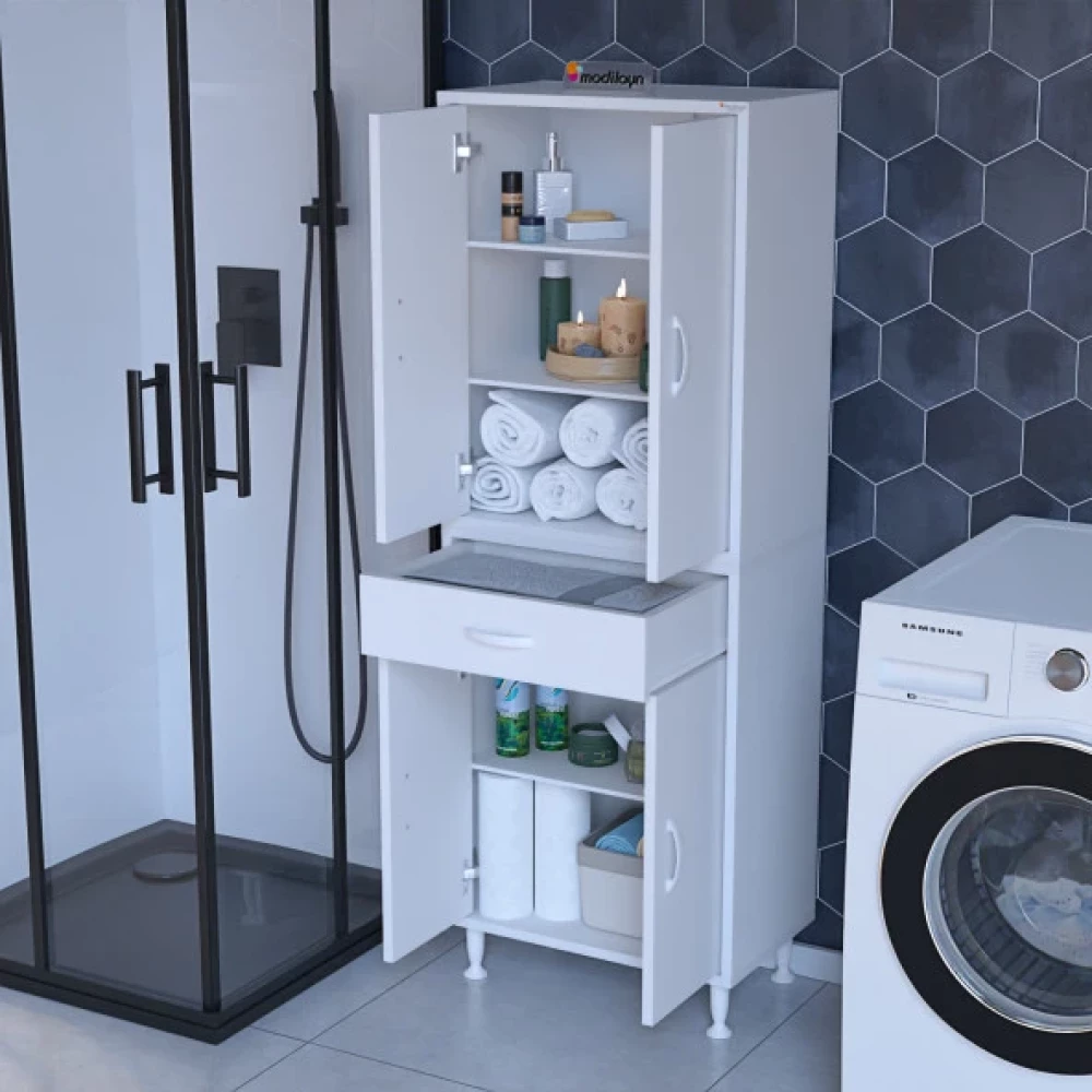 Modilayn Emır Era 54 X 183,5 X 32,5 Cm 4 Kapakli 2 Cekmeceli 5 Bolmeli Cok Amacli Dolap Banyo Dolabı / Mobilyası Fiyatı