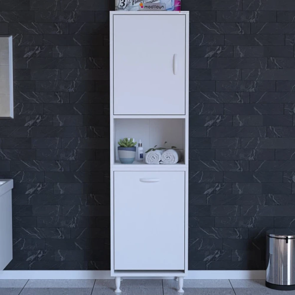 Modilayn Nur Soke Sıle 50 X 160 X 32,5 Cm Kapakli 3 Raf Bolmeli Kirli Camasir Sepetli Banyo Dolabi Banyo Dolabı / Mobilyası Fiyatı