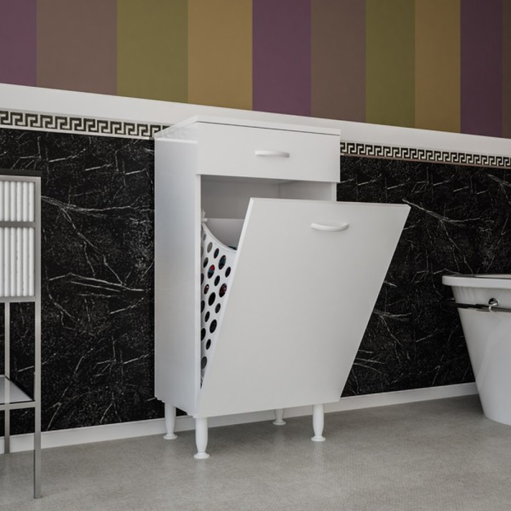 Modilayn Sepetli Kirli Çamaşır Dolabı Banyo Dolabı Sepetli Mutfak Dolabı Çok Amaçlı Dolap - Beyaz Banyo Dolabı / Mobilyası Fiyatı