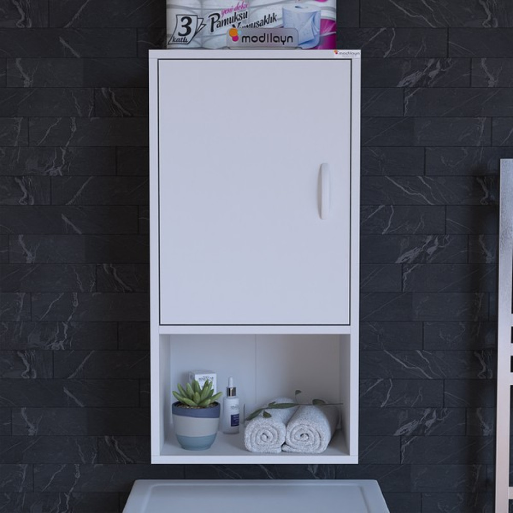 Modilayn Şile Asma 50 x 88,4 x 32,5 cm Tek Kapaklı 3 Gözlü Makine Üstü, Çamaşır Makine Üstü Dolabı Banyo Dolabı / Mobilyası Fiyatı
