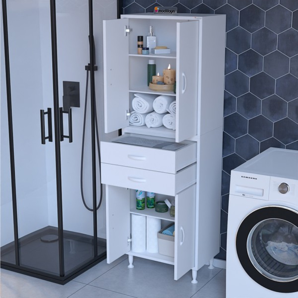Modilayn Trendline Era 54 x 183,5 x 32,5 cm 4 Kapaklı 2 Çekmeceli 5 Bölmeli Çok Amaçlı Dolap Banyo Dolabı / Mobilyası Fiyatı
