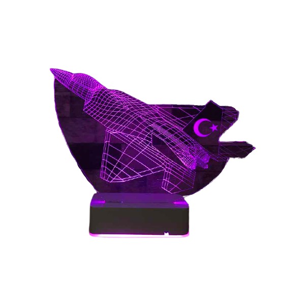 Modiwa Design Özel Tasarım F16 Savaş Uçağı Türk Bayraklı 3D 16 Renk Dekoratif LED Lamba - Renkli Diğer Fiyatı