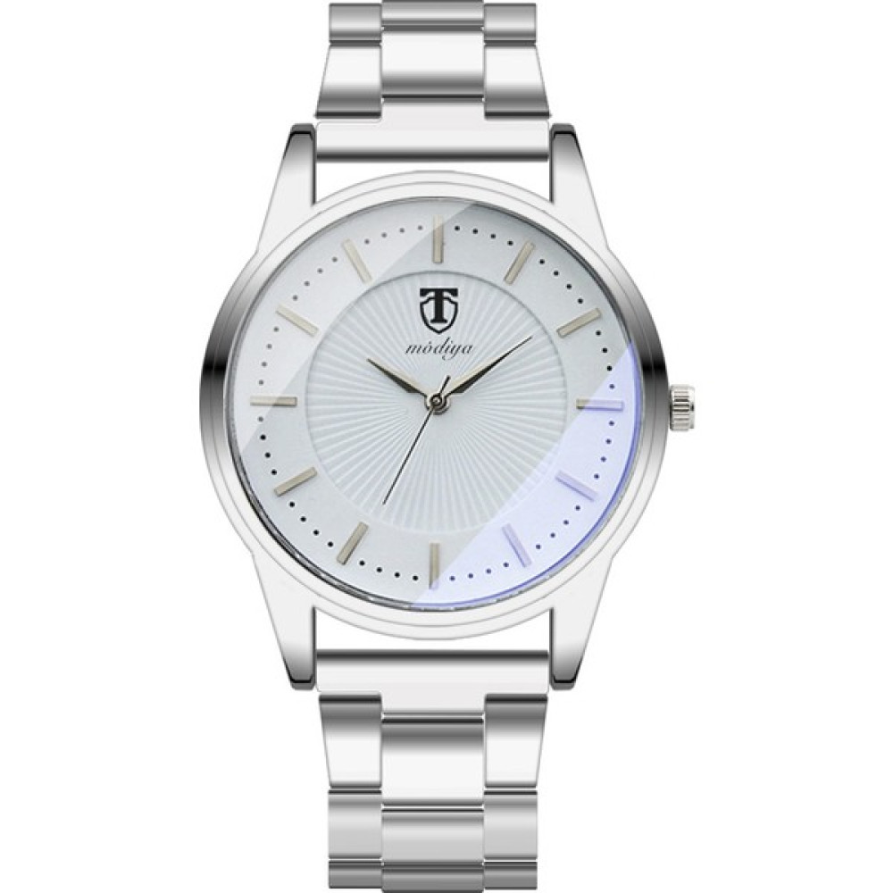 Modiya Erkek Sunburst Çelik Bantlı Saat Erkek Quartz Saat (Yurt Dışından) - Beyaz Kol Saatleri Fiyatı