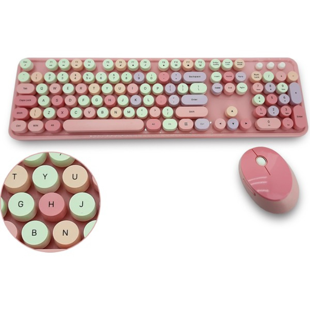 Mofii Kablosuz Klavye ve Mouse Set Bluetooth 104 Tuşlu Pc Notebook Uyumlu Klayve ve Fare 136MM x 445MM ZR513 - Pembe Klavye - Mouse Fiyatı