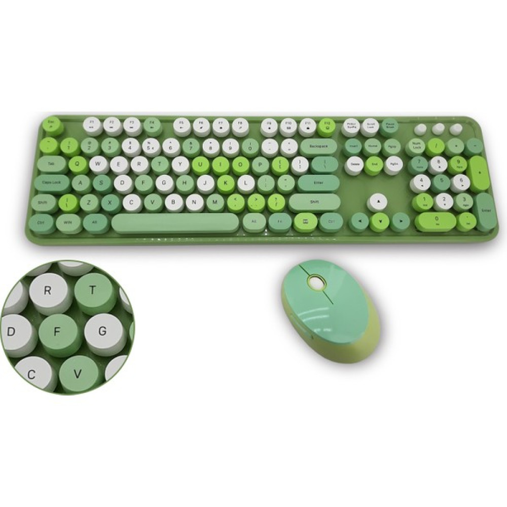 Mofii Kablosuz Klavye ve Mouse Set Bluetooth 104 Tuşlu Pc Notebook Uyumlu Klayve ve Fare 136MM x 445MM ZR513 - Yeşil Klavye - Mouse Fiyatı