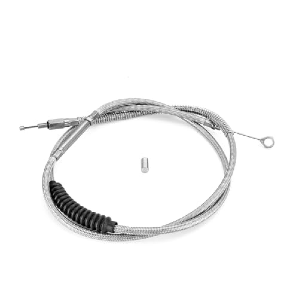 Mofun Stainless Steel Clutch Cable Motorcycle 72 11/16" Extended Length Fit 16"-18”Handlebar Compatible with Harley Big Twin 1987-2006, Fit Low Rider Fat Boy Sport Glide Heritage Softail, Chrome