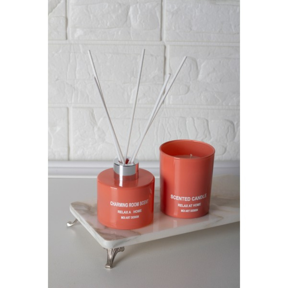 Moi Art Design Oda Kokusu ve Mum Seti Amber Kokulu 100 ml 00128SMN - Somon - 1 Adet Dekoratif Mum Fiyatı