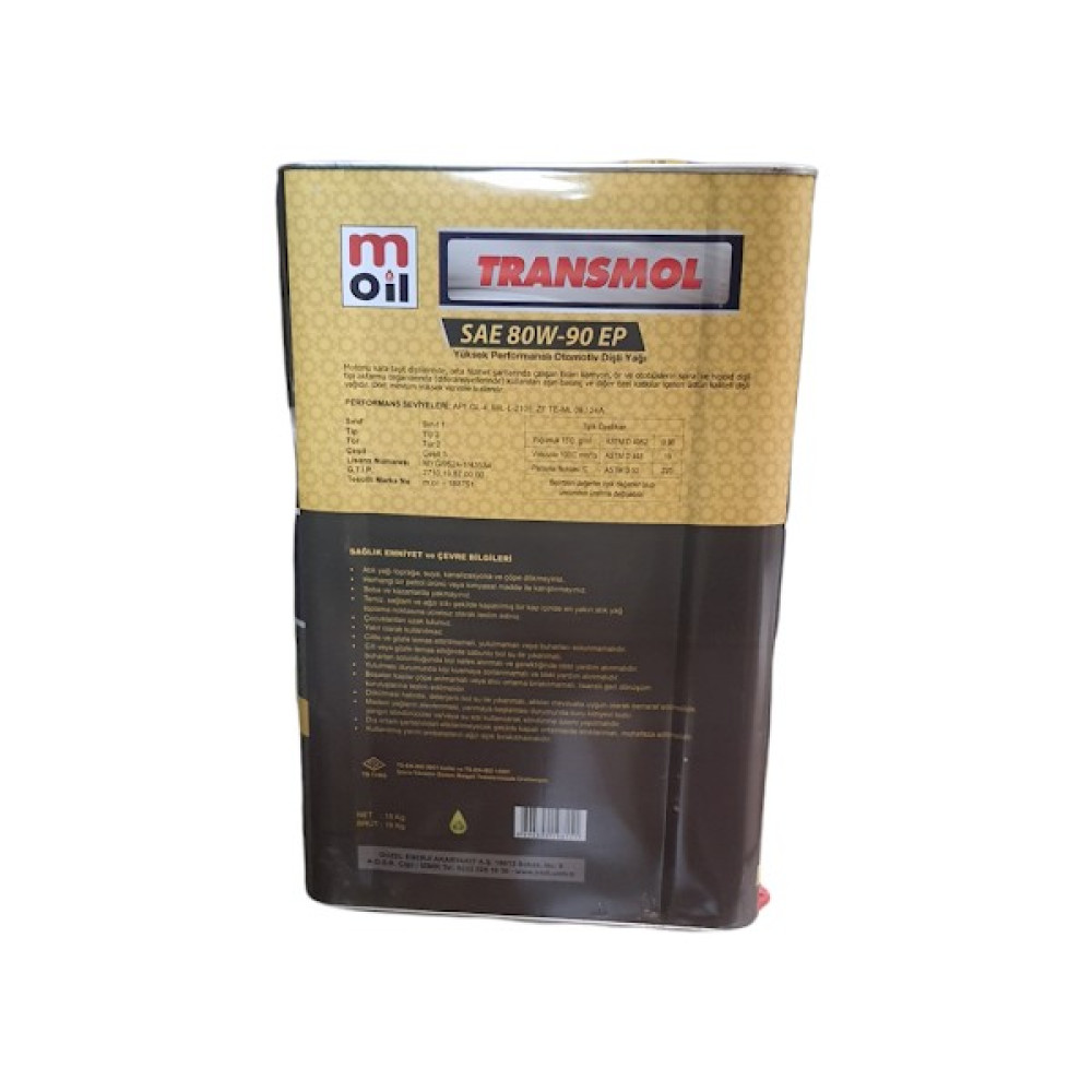 Moil Transmol Sae 80W-90 Manuel Şanzıman ve Diferansiyel Yağı 15KG Teneke8 Şanzıman Yağı Fiyatı