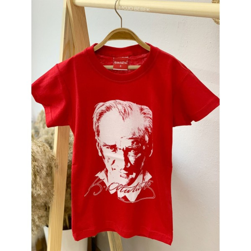 Mojo Bebek Çocuk Atatürk Baskılı Kısa Kol T-Shirt 9034 Kırmızı Erkek Çocuk T-shirt Fiyatı