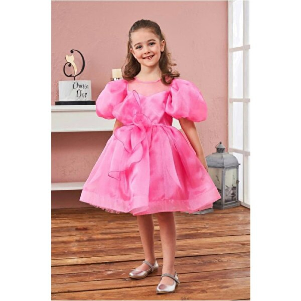 Mojo Bebek Kız Çocuk Balon Kol Organze Abiye 5414 Pembe Elbise Fiyatı