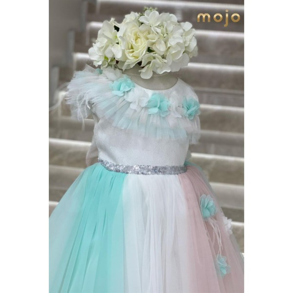 Mojo Bebek Mojo Kız Çocuk Çiçek Detaylı Abiye Elbise 2468 Beyaz Elbise Fiyatı