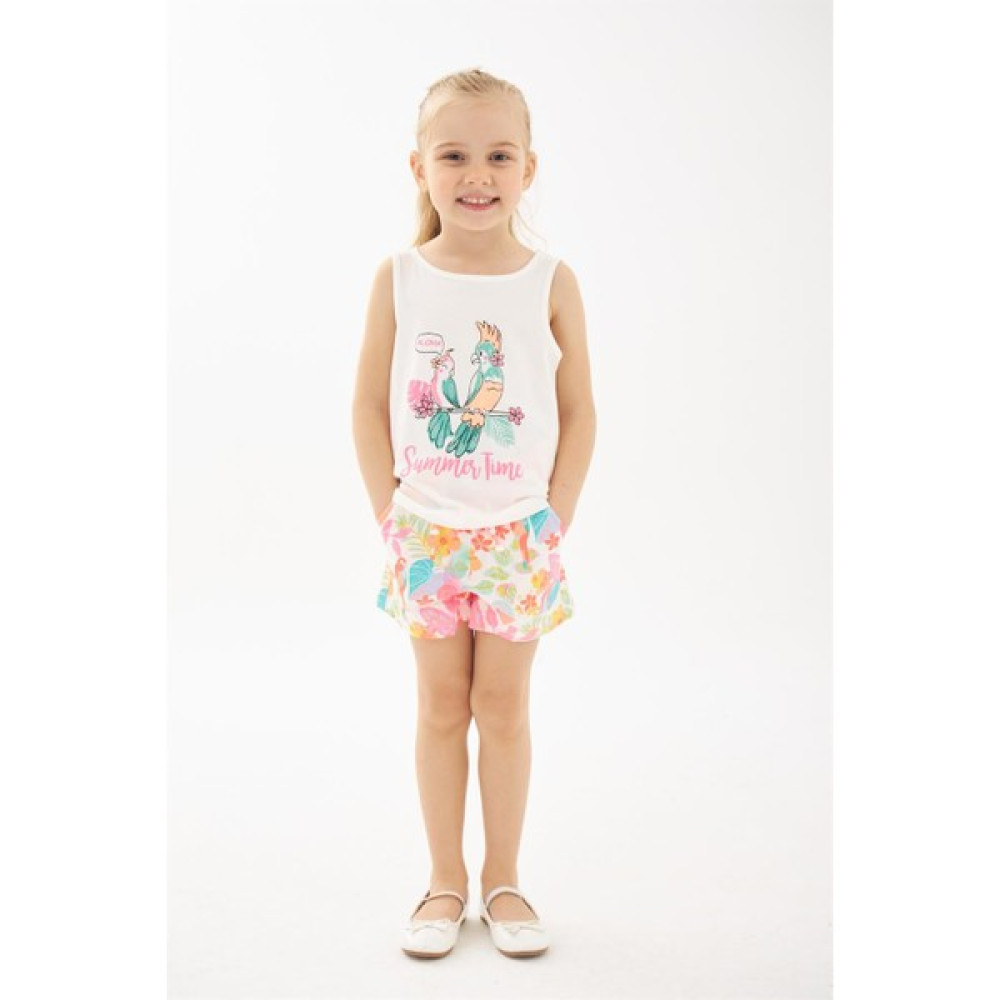 Mojo Bebek Mojo Kız Çocuk Papağanlı Askılı T-Shirt & Şort Takım 219324 Ekru Kız Çocuk Giyim Takımı Fiyatı