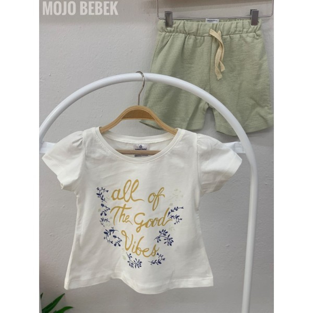 Mojo Bebek Mojo Kız Çocuk Yazı Baskılı Şortlu Takım 65392 Ekru Kız Çocuk Giyim Takımı Fiyatı