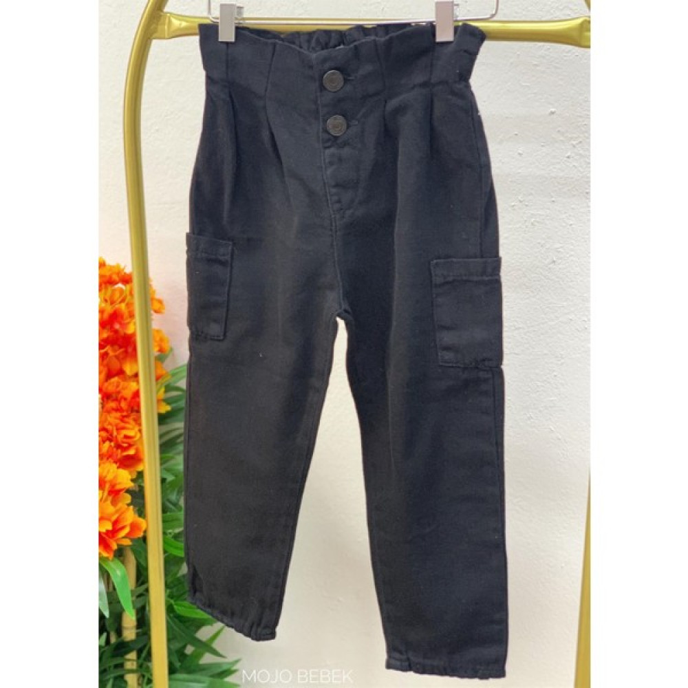 Mojo Kız Bebek Çift Düğmeli Yazlık Mom Pantolon 2250 Siyah Bebek Pantolon Fiyatı