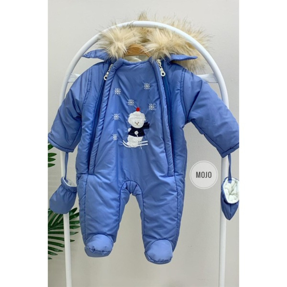 Mojo Unisex Bebek Ayı İşlemeli Kozmonot Uyku Tulumu 6213 Mavi Bebek Tulumu Fiyatı