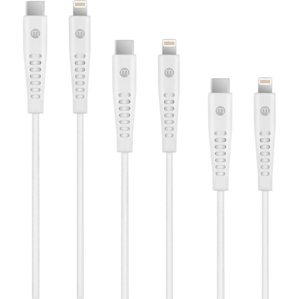 mojue by ttec 3A/27W Ekstra Dayanıklı USB-C -iPhone Lightning Hızlı Şarj Kablosu Seti 120/200/300cm - Beyaz Oto Boyaları Fiyatı