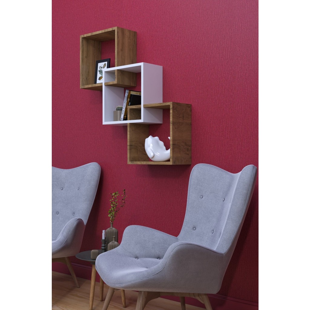 Moka Park AVM Duvara Monte Geniş Raflı Modern Duvar Rafı - 40x40 - Kahverengi Duvar Rafı Fiyatı