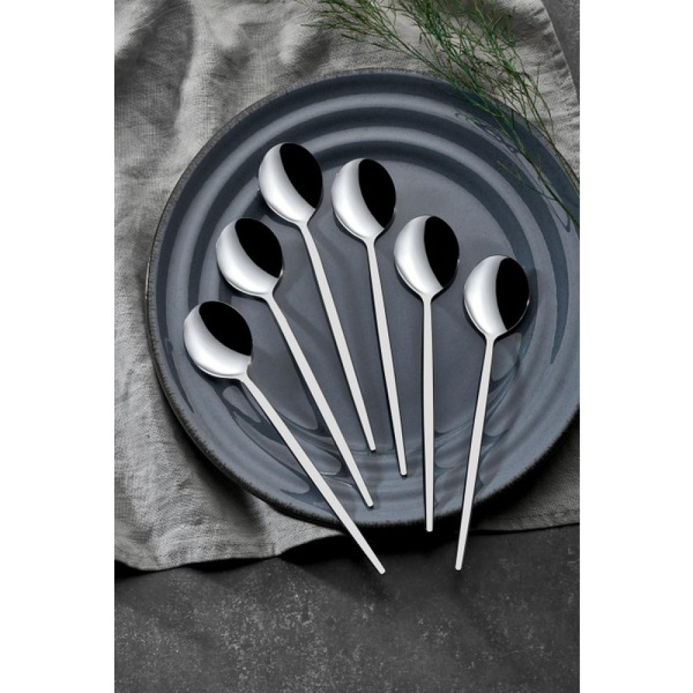 Mokka Modern Görünümlü Tatlı Kaşık 6'lı 18/0 - Gri Çatal / Kaşık / Bıçak Takımları Fiyatı