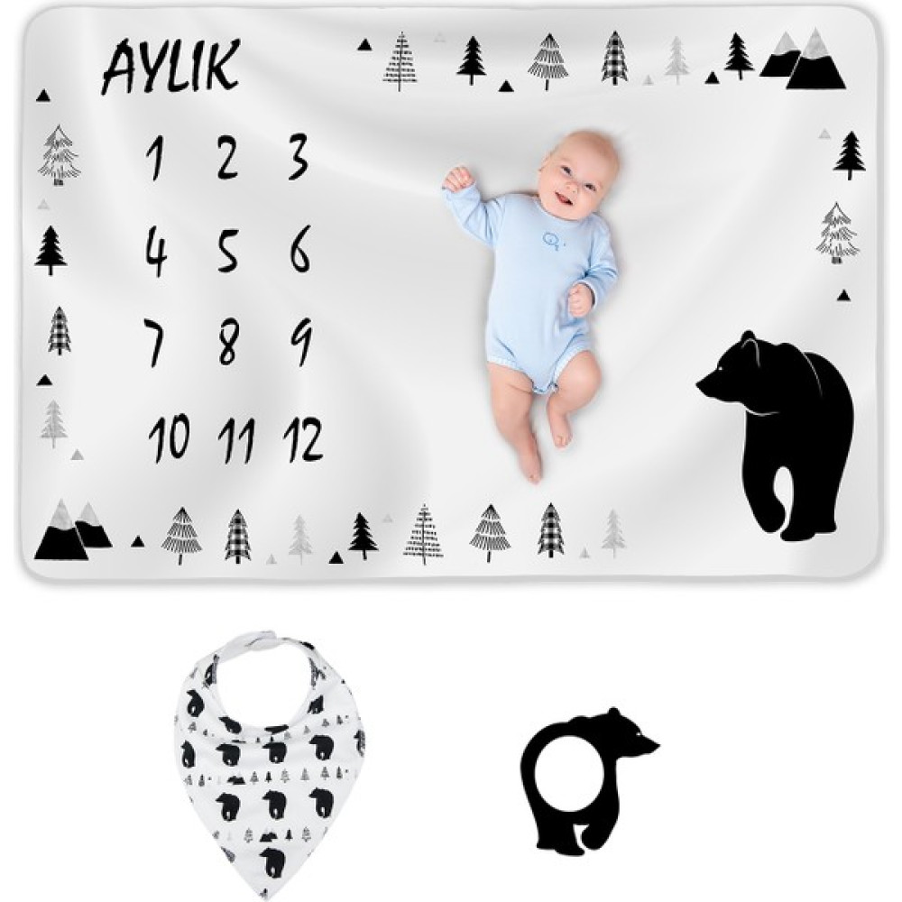 Moky Design Bebek Anı Battaniyesi, Yenidoğan Aylık Konsept Fotoğraf Çekim Örtüsü 150 x 100 cm Bebek Battaniyesi Fiyatı