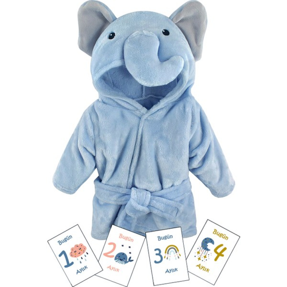 Moky Design Bebek Hediyelik Yenidoğan Bornoz ve Aylık Konsept Anı Kart 12 Adet, Erkek Baby Shower - Beyaz - Mavi Bebek Beslenme Gereçleri Fiyatı