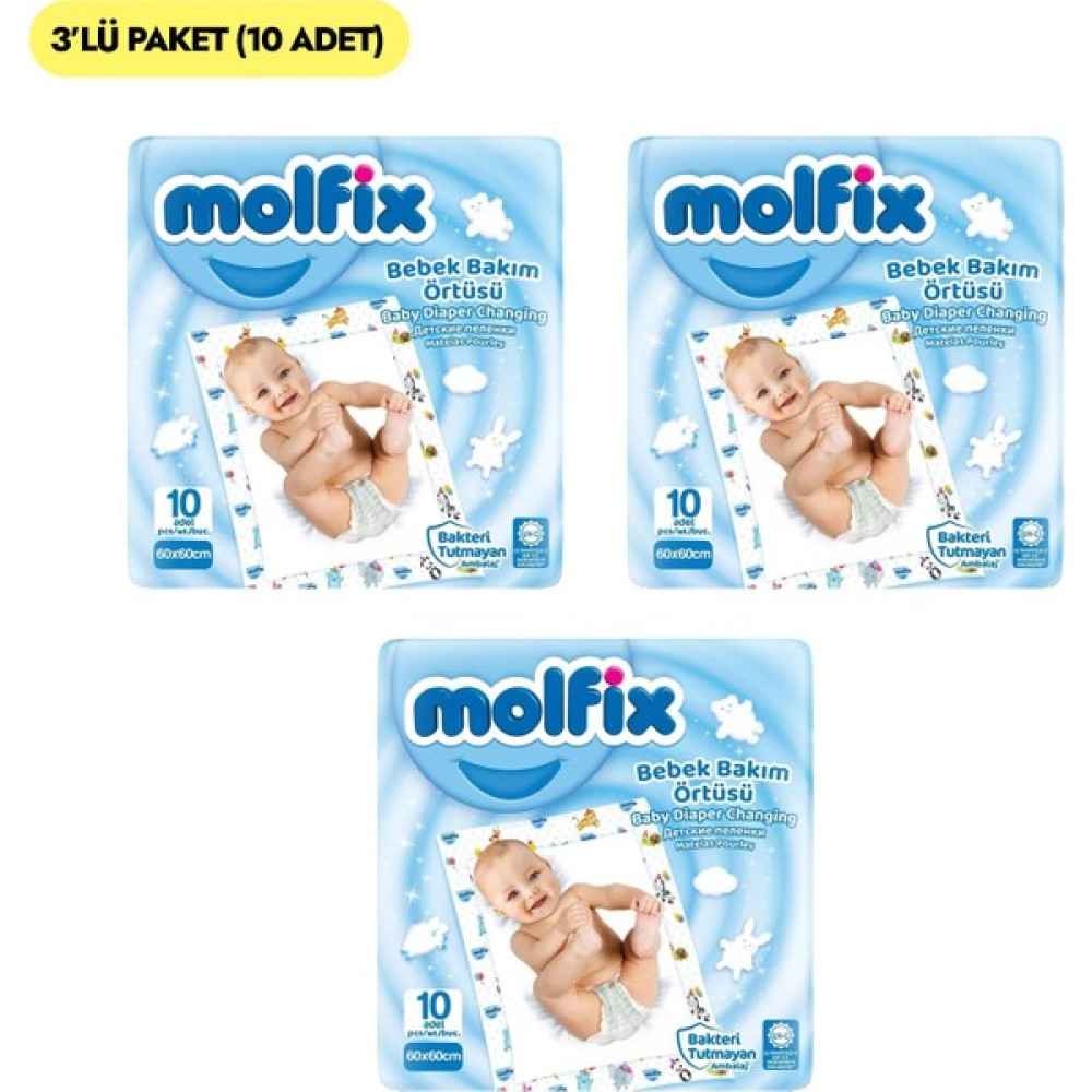 Molfix Bebek Bakım Örtüsü 10 Adet x 3 Paket Bebek Alt Açma Minderi Fiyatı