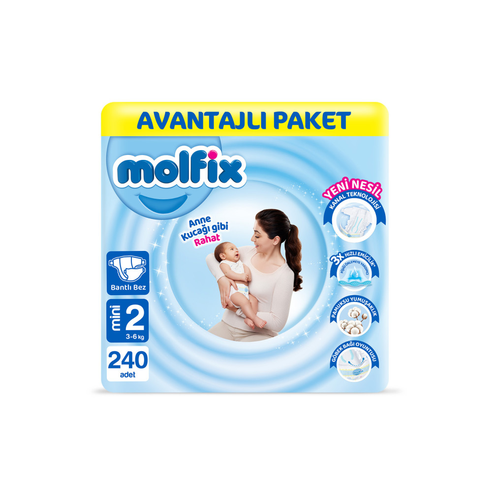 Molfix Bebek Bezi 2 Beden Mini Avantajlı Paket 240 Adet Bebek Bezi Fiyatı