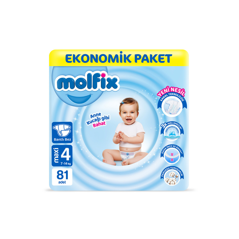 Molfix Bebek Bezi 4 Beden Maxi Ekonomik Paket 81 Adet Bebek Bezi Fiyatı