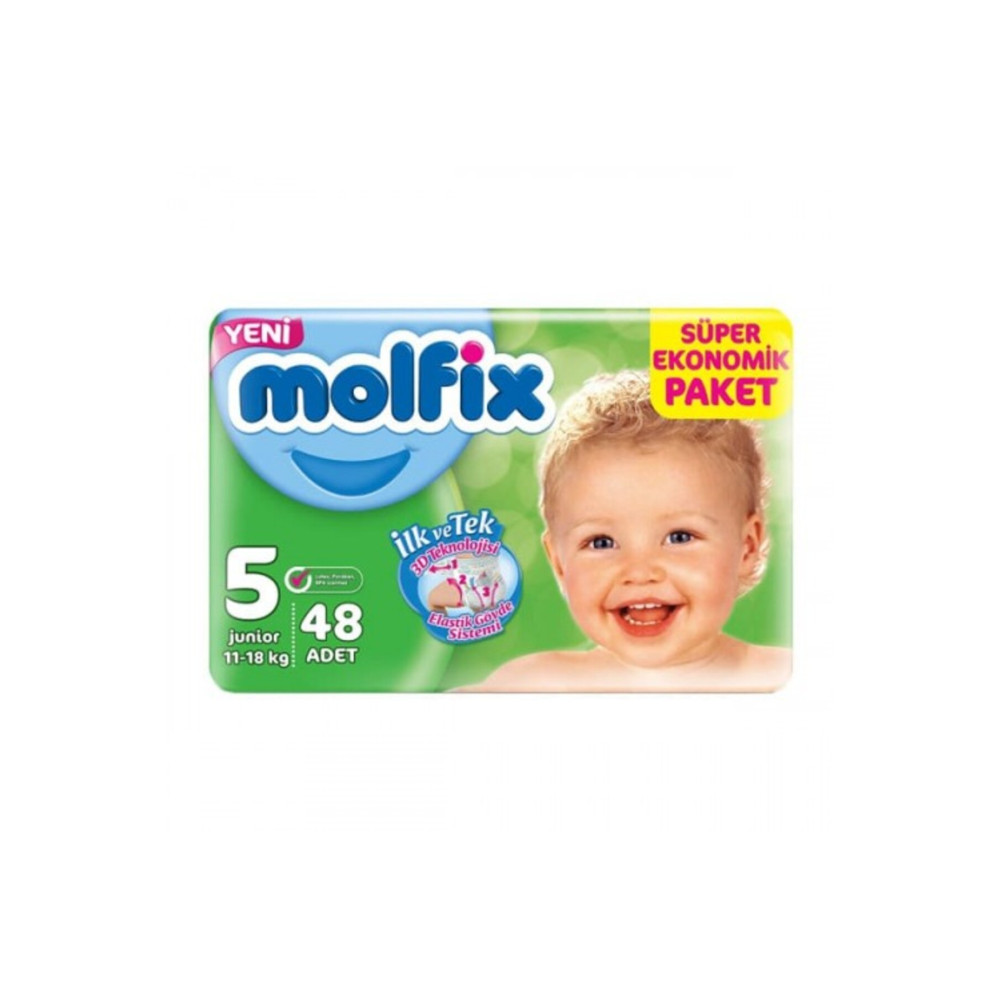Molfix Bebek Bezi 5 Beden Junior Dev Ekonomik Paket 48 Adet Bebek Bezi Fiyatı