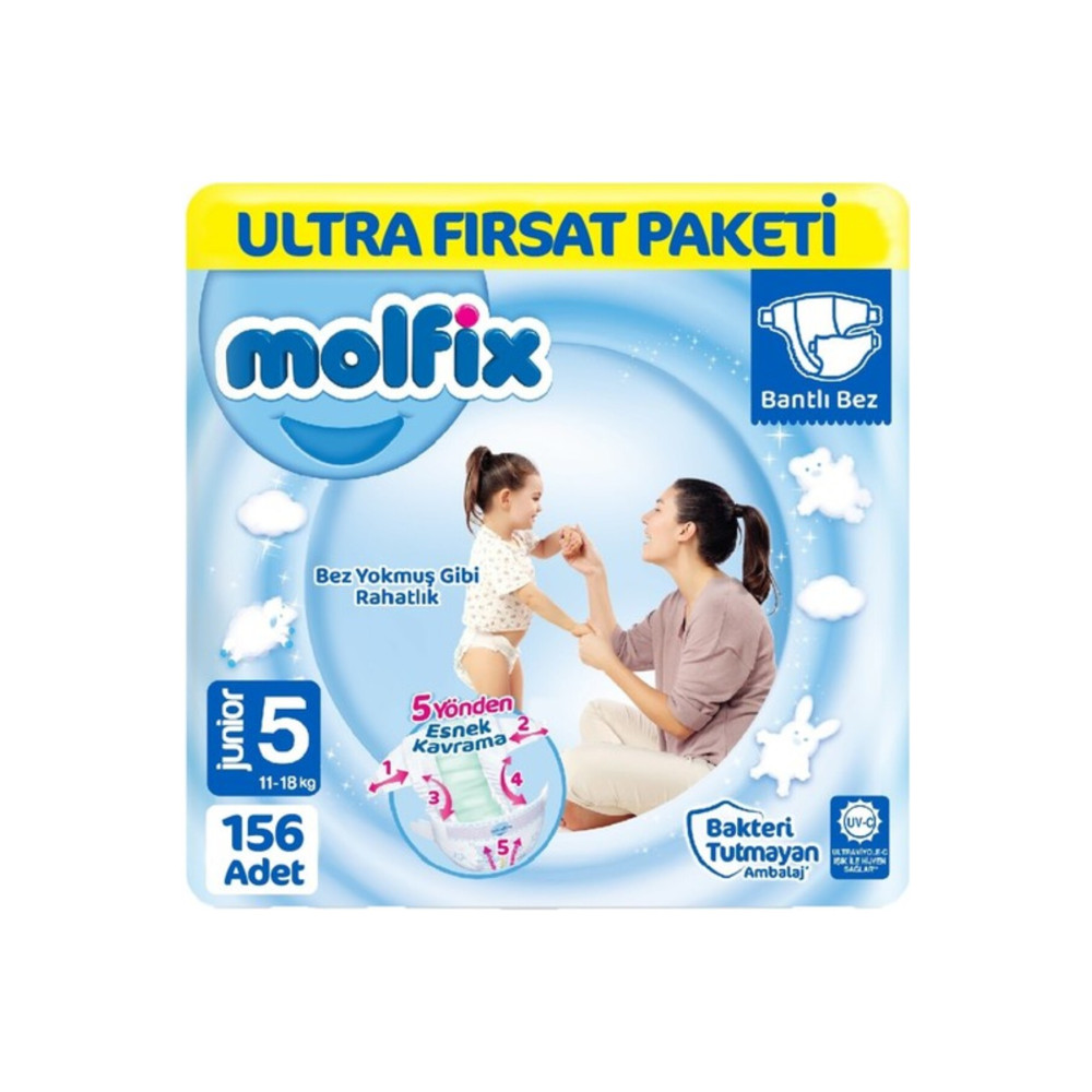 Molfix Bebek Bezi 5 Beden Junior Hiper Ekonomi Paketi 156 Adet Bebek Bezi Fiyatı