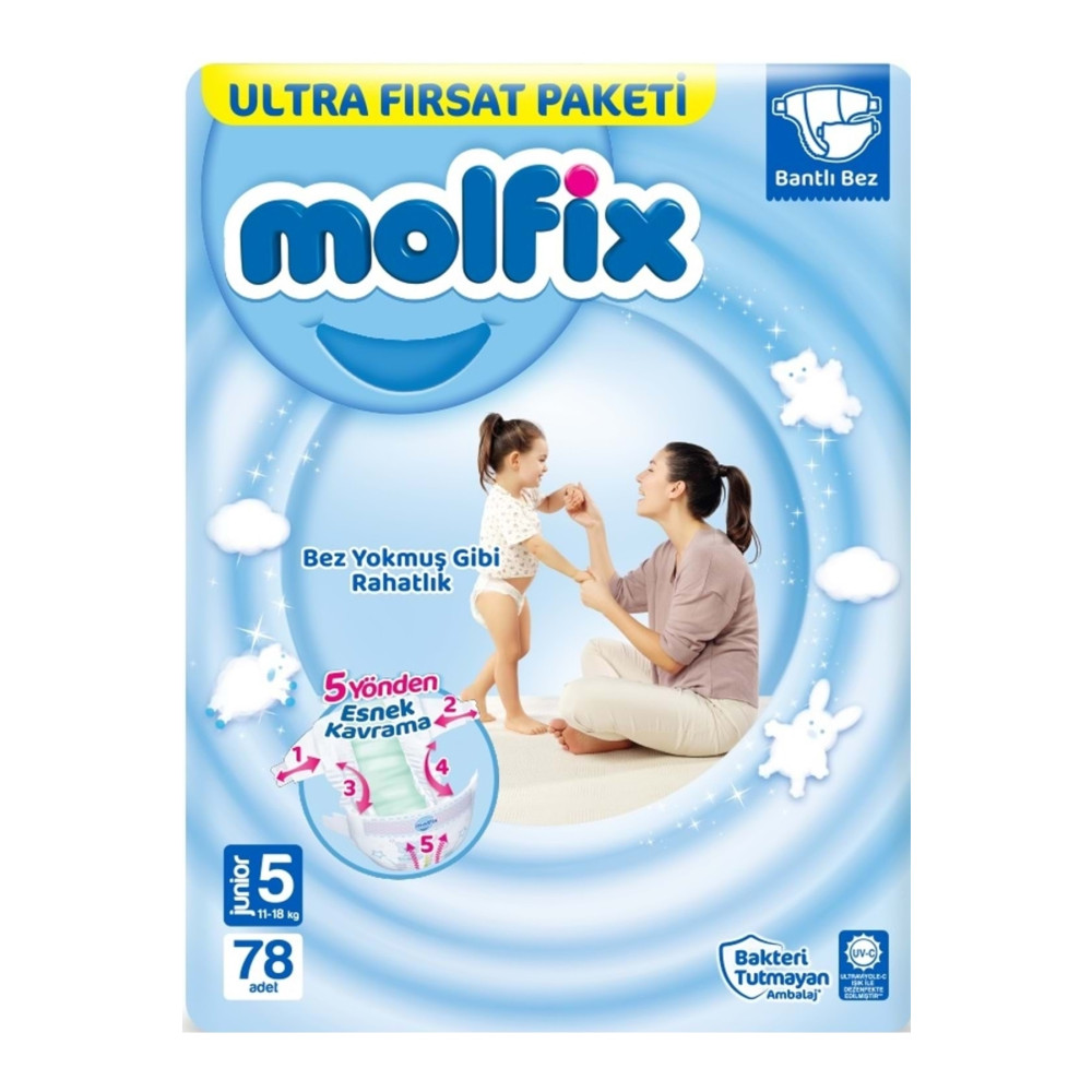 Molfix Bebek Bezi Ultra Fırsat Paketi Junior 5 No 78 Li Bebek Bezi Fiyatı