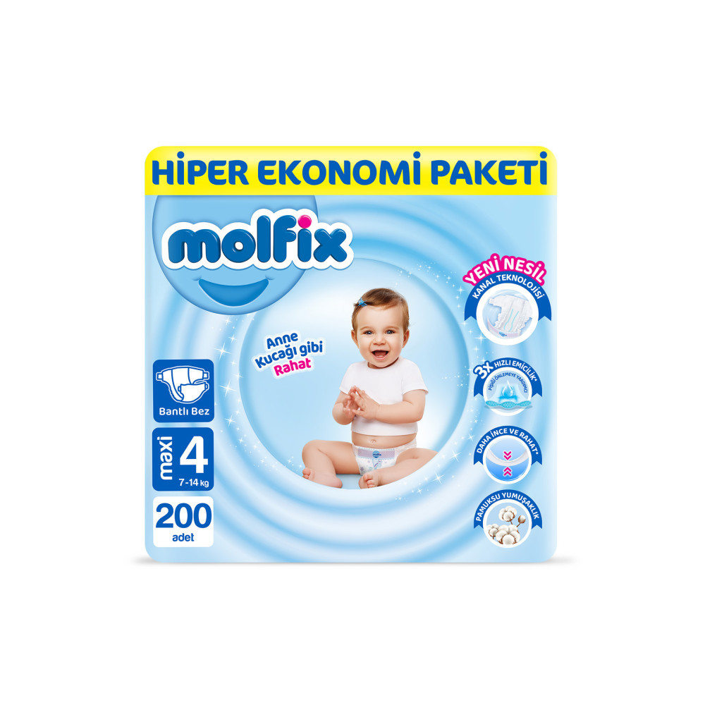 Molfix Bebek Bezi Ultra Fırsat Paketi Maxi 4 No 200 Lü Bebek Bezi Fiyatı