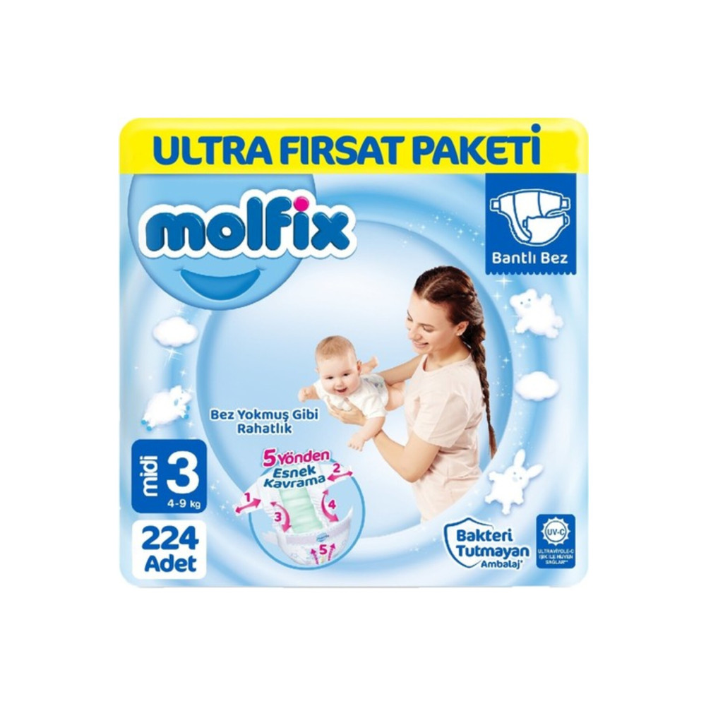 Molfix Bebek Bezi Ultra Fırsat Paketi Midi 3 No 112 Li X 2 Adet Bebek Bezi Fiyatı
