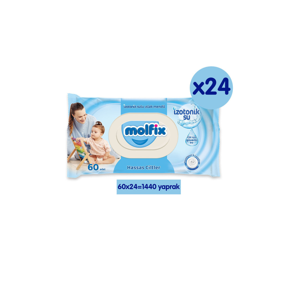 Molfix İzotonik Sulu Islak Mendil Hassas Ciltler - 24lü 1440 Yaprak Bebek Mendil-Islak Mendil Fiyatı