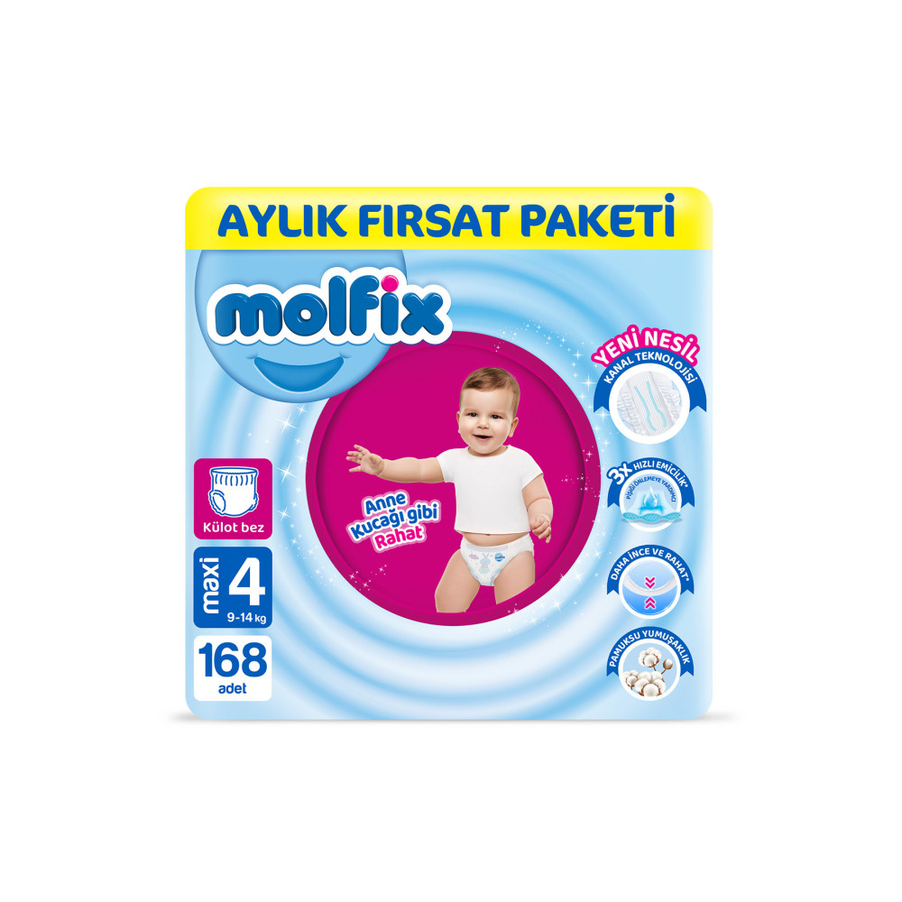 Molfix Pants Bebek Bezi 4 Beden Maxi Aylık Fırsat Paketi 168 Adet Bebek Bezi Fiyatı