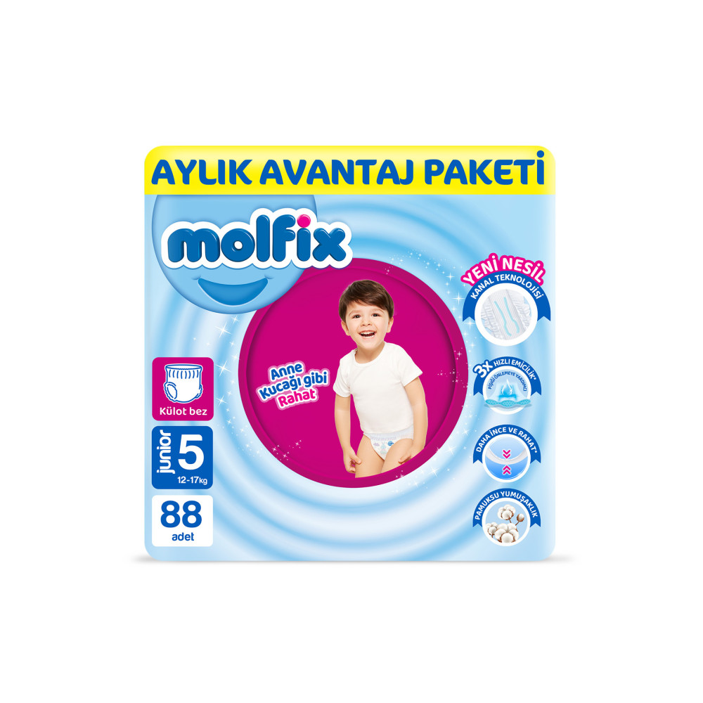 Molfix Pants Bebek Bezi 5 Beden Junior Aylık Avantajpaketi 88 Adet Bebek Bezi Fiyatı