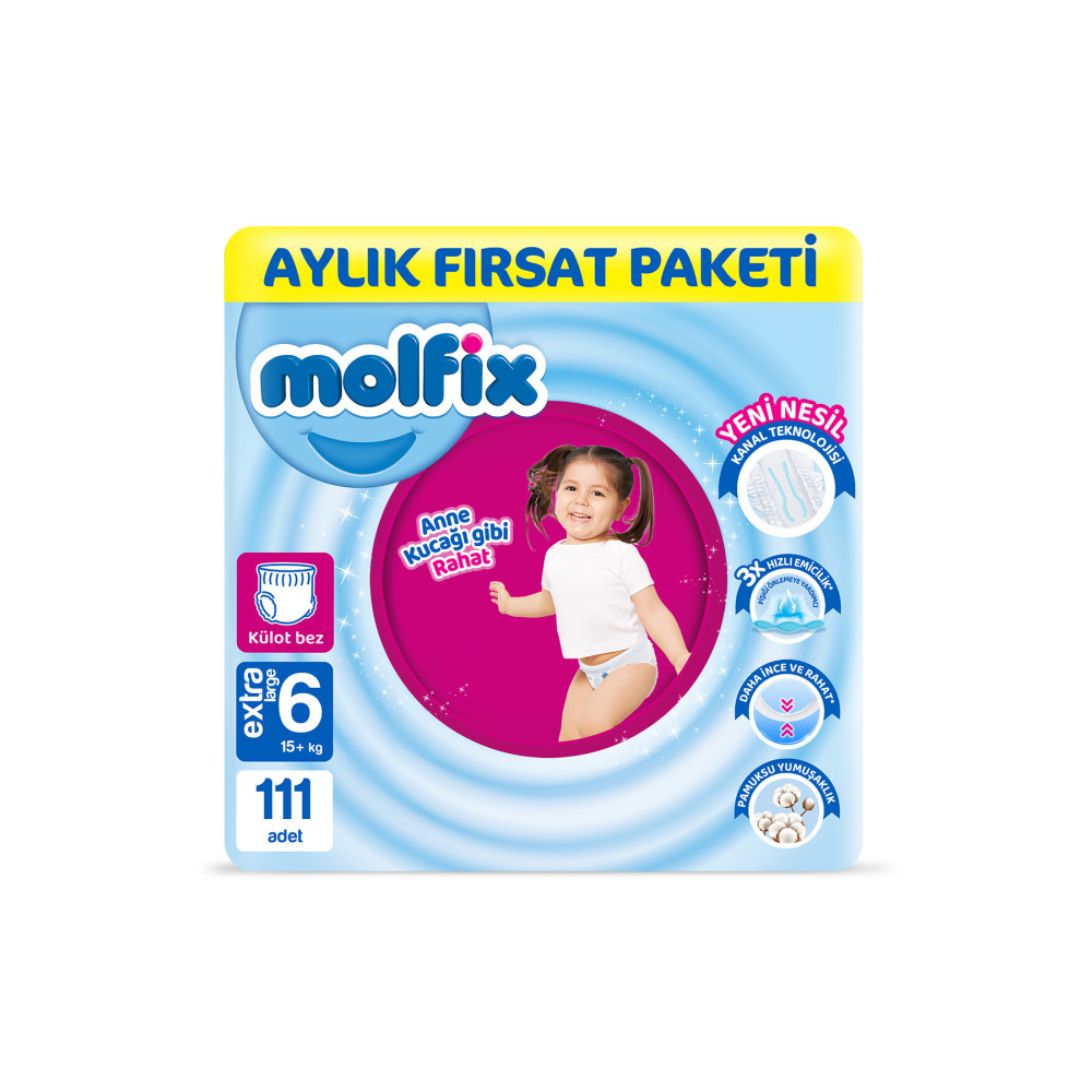 Molfix Pants Bebek Bezi 6 Beden E.large Aylık Fırsat Paketi 111 Adet Bebek Bezi Fiyatı