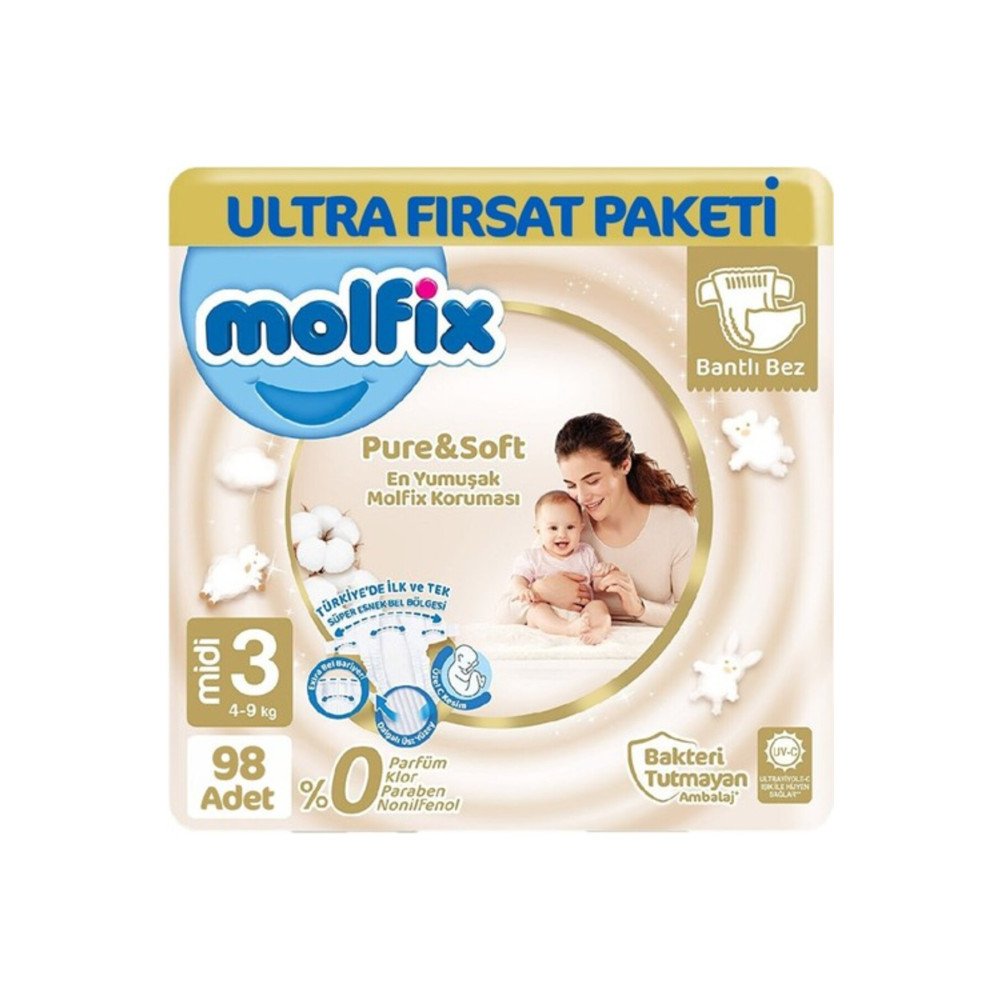 Molfix Pure Soft Ultra Avantaj Midi No:3 98li Bebek Bezi Fiyatı