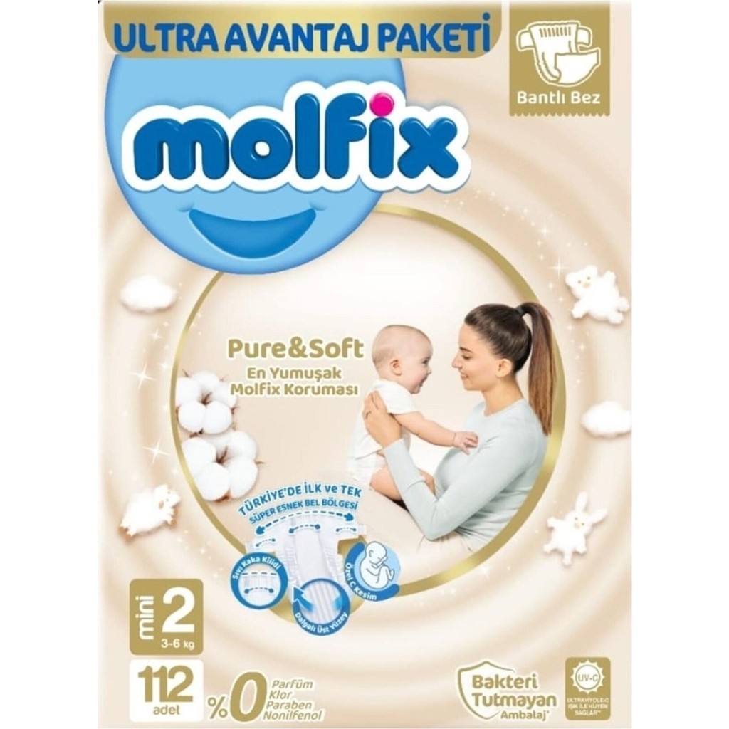 Molfix Puresoft Bebek Bezi Ultra Avantaj Paketi 2 Beden 3-6 kg 112 Adet Bebek Bezi-Alt Açma Fiyatı