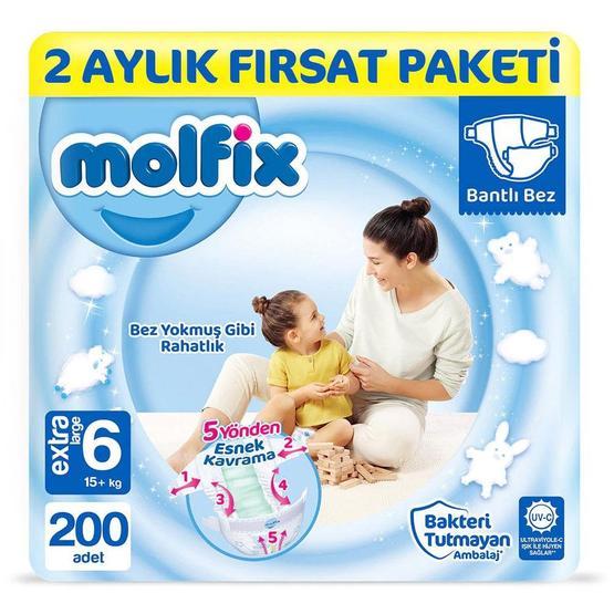 Molfix Süper Fırsat Paketi No:6 Extra Large 200 Adet Bebek Bezi Bebek Bezi Fiyatı