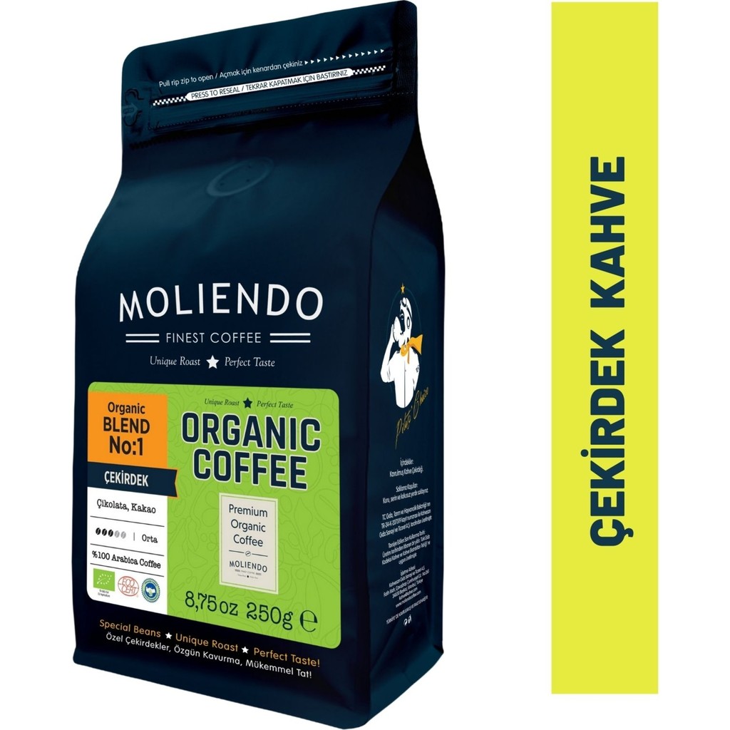 Moliendo Finest Coffee Moliendo Organik Blend No:1 Kahve (Çekirdek Kahve) 250 g - 250 gr - Çekirdek Kahve Kahve Fiyatı