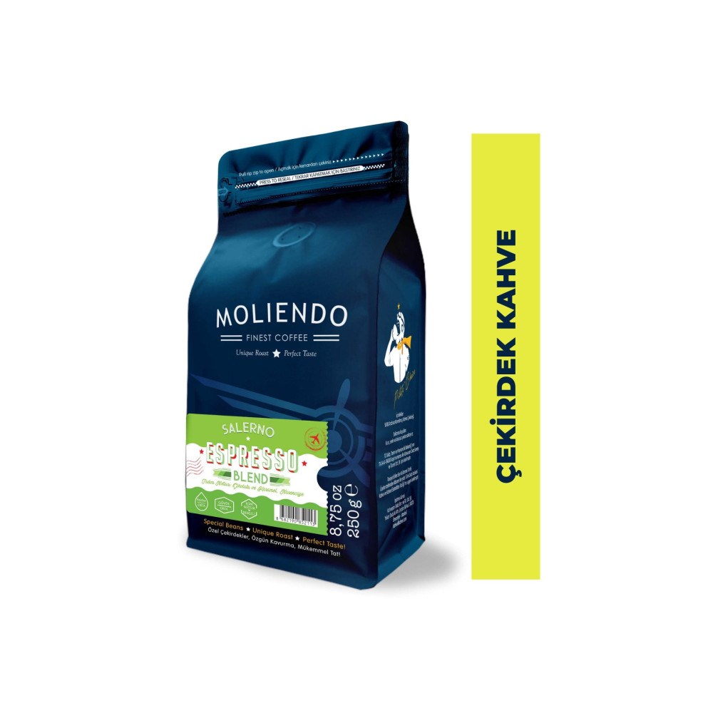 Moliendo Finest Coffee Salerno Espresso Blend Kahve ( Çekirdek Kahve ) 250 G. Çekirdek Kahve Beden Kahve Fiyatı